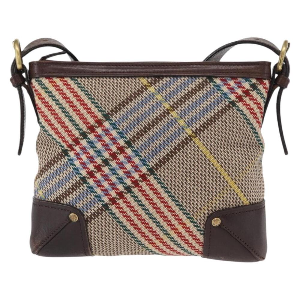 BURBERRY Nova Check Shoulder Bag Canvas Brown Gold Auth 151717 - Picture 2 of 16
